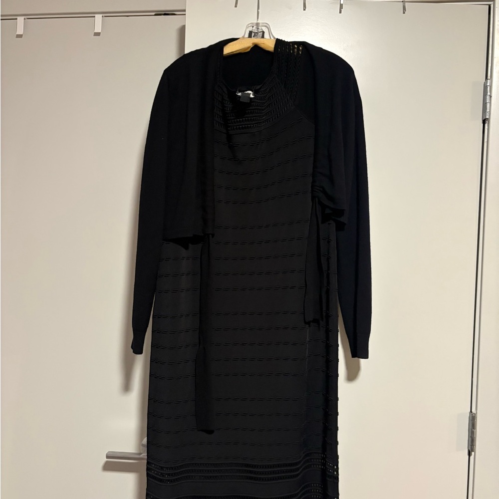 Black Women's Knit Dress with Matching Cardigan